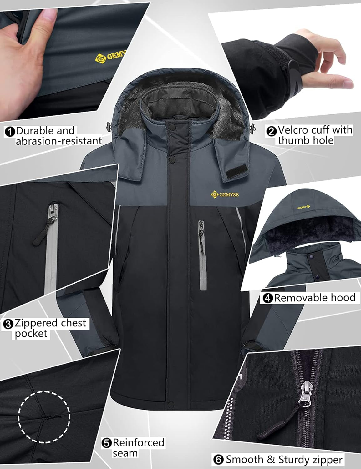 Men'S Mountain Waterproof Ski Snow Jacket Winter Windproof Rain Jacket