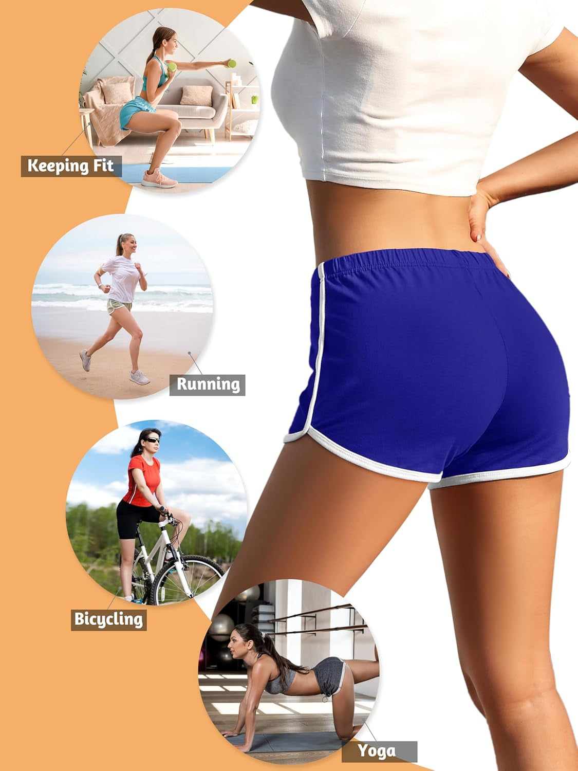 4 Pack Yoga Short Pants Cotton Sports Shorts Gym Dance Workout Shorts Dolphin Running Athletic Shorts for Women